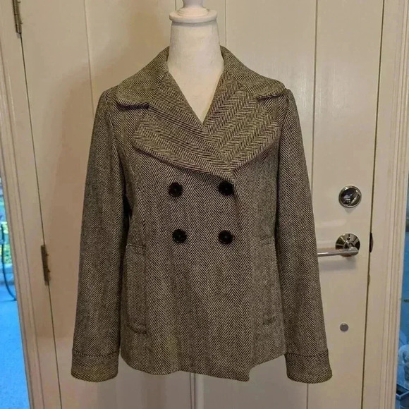 Banana Republic Black/White Tweed Jacket, Size S, Double Breasted - Picture 1 of 8